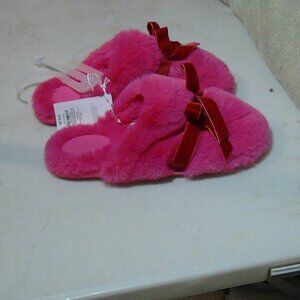 Auden Women's Arbor Faux-Fur Plush Scuff Rose/Arbor Bow Slippers Size L 9/10